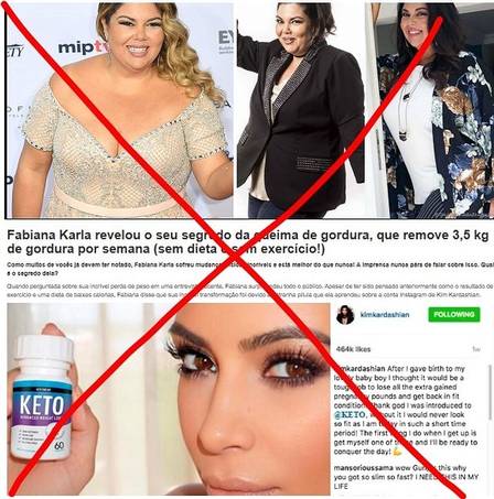No Istagram, ela, que perdeu 20 kg, desabafou sobre o assunto, junto às fotos da propaganda do medicamento chamado Keto