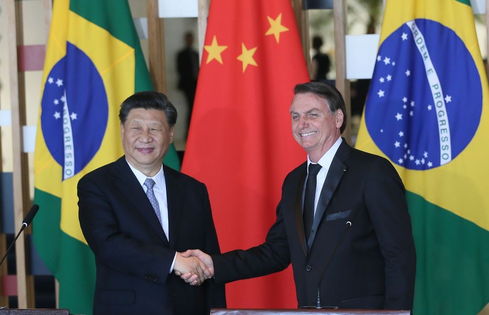 Presidente chinês, Xi Jiping, com Bolsonaro no Palácio do Itamaraty (Foto: Valter Campanato/Agência Brasil)