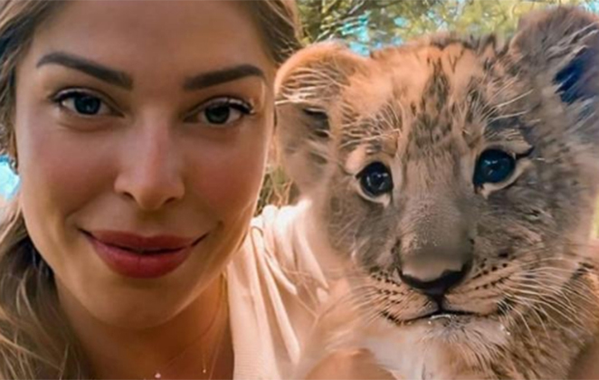 Grazi Massafera deleta foto com filhote de leão após crítica de Luisa Mell Caio Castro Leão