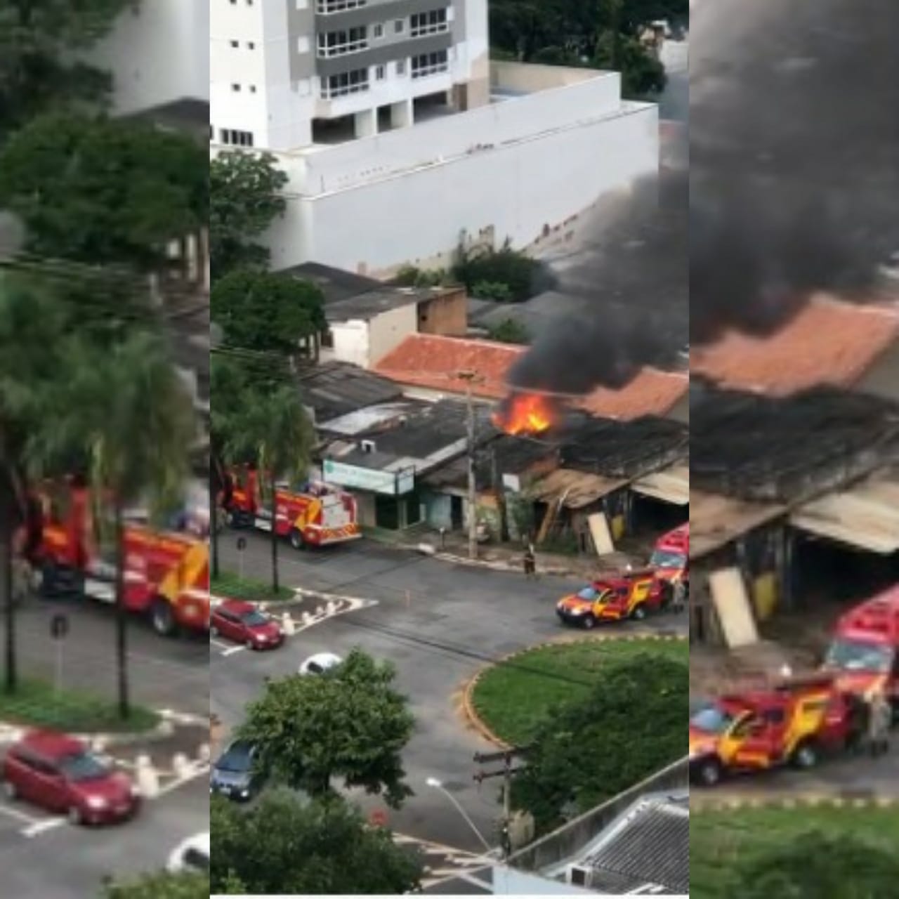 Um incêndio atingiu, na manhã desta quinta-feira (16), uma casa localizada na 11ª Av., no Setor Universitário, em Goiânia. (Foto: reprodução)