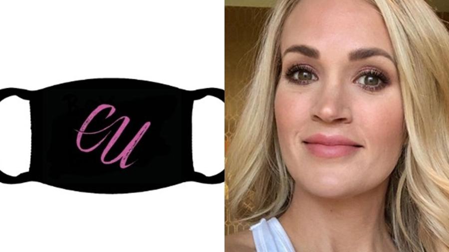 Carrie Underwood vende máscaras estampadas com iniciais e vira meme