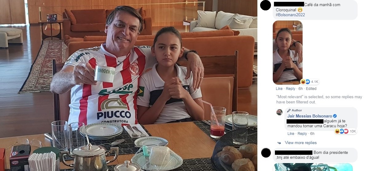 Bolsonaro rebate internauta após ironia com cloroquina: 'Alguém já mandou tomar Caracu?'