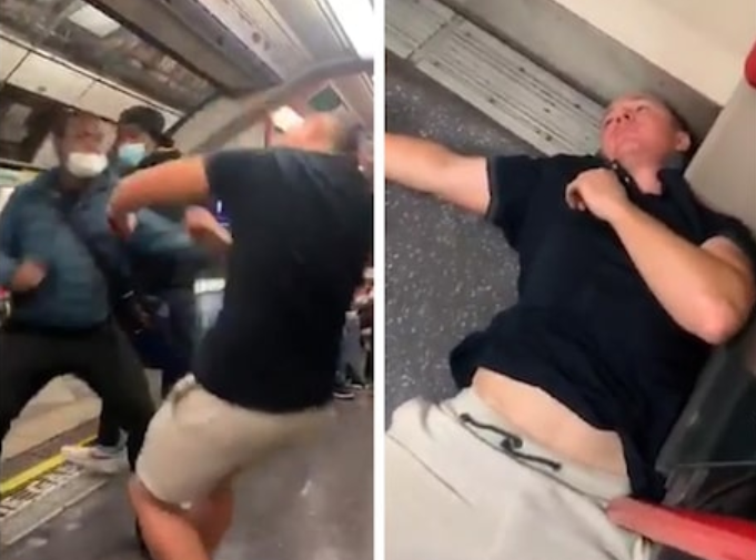 Britânico inicia discurso racista em metrô e é atacado com soco por jovem negro em Londres; ele ficou desacordado (Fotos: reprodução/Vídeo)