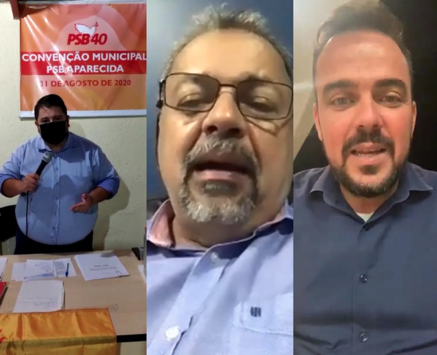 Vereador Willian Panda, deputado federal Elias Vaz e prefeito Gustavo Mendanha