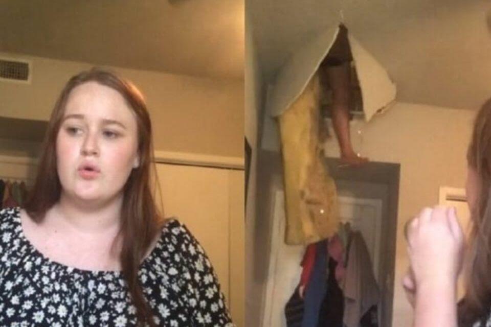 Mulher atravessa teto durante gravação da filha no TikTok e vídeo bomba