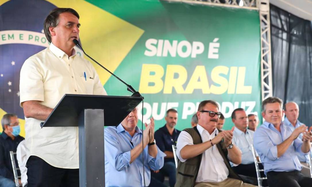 O presidente Bolsonaro discursa em visita ao município de Sinop (MT) Foto: Mayke Toscano - SECOM/MT