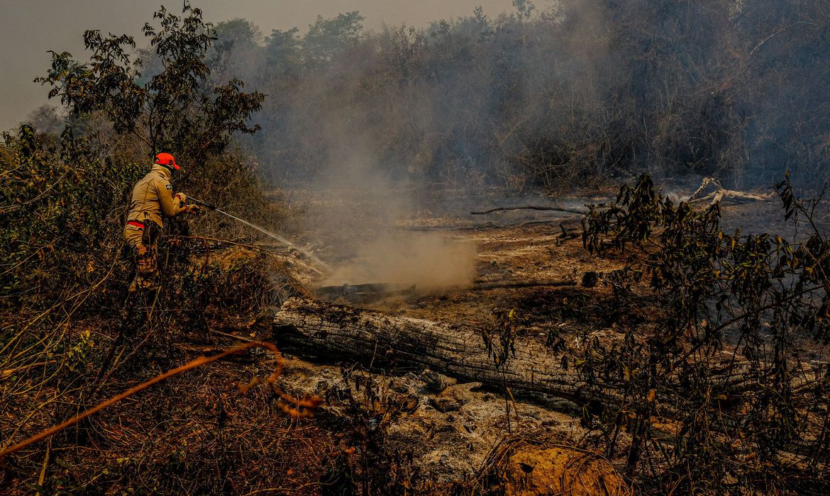 O fogo que há meses destrói parte do Pantanal, na região Centro-Oeste, já incinerou a 3,461 milhões de hectares. (Foto: Secom/MT)