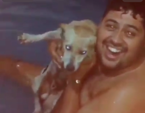 Vereador de Crixás aparece em vídeo "brincando" de afogar um cão (Foto: Reprodução)