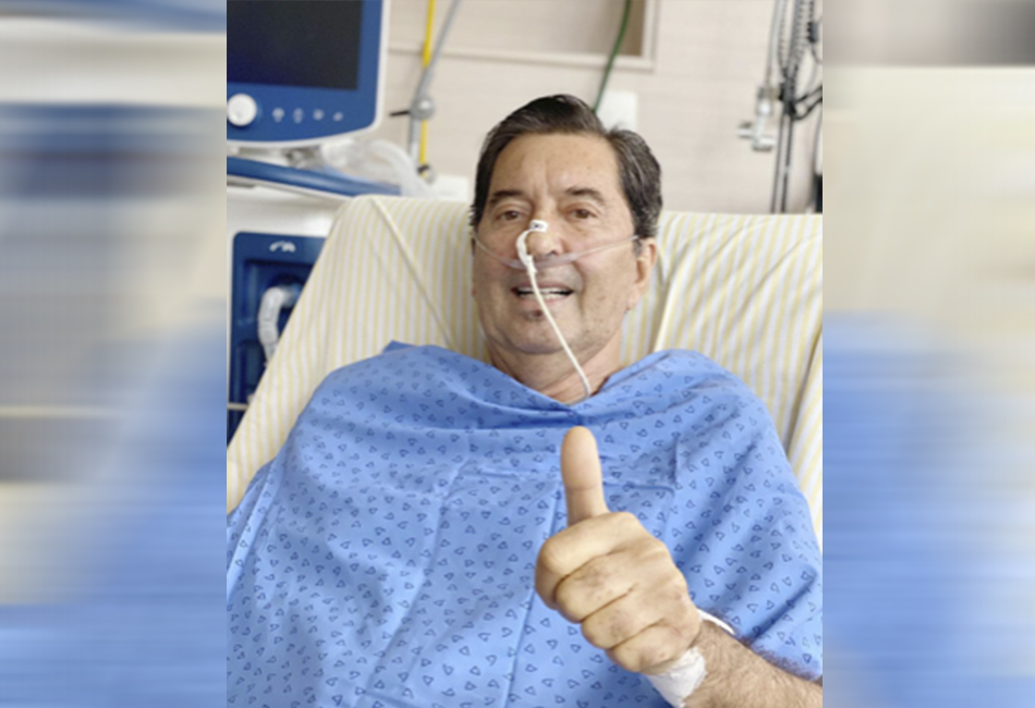 O candidato a prefeito pelo MDB, Maguito Vilela, teve melhora progressiva do quadro pulmonar. Ele segue em tratamento contra a Covid-19. (Foto divulgada no dia 12 de novembro)
