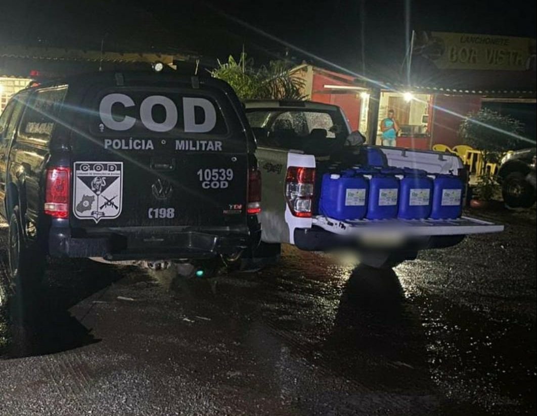 A Polícia Militar apreendeu, na terça-feira (22), cerca de 1,5 tonelada de agrotóxicos com documentação na região Leste de Goiás. (Foto: divulgação/PM)