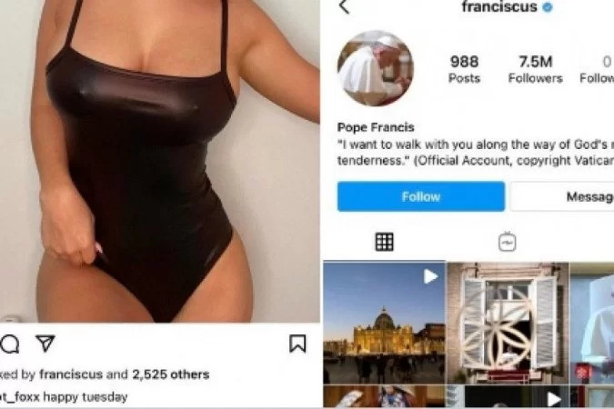 Pela segunda vez, conta do papa Francisco curte foto sensual de modelo - instagram
