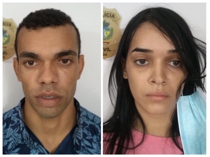 Fabrício Barboza e Débora Paola do Nascimento, presos por suspeita de homicídio de vítima de Caldas Novas (Foto: Polícia Civil)