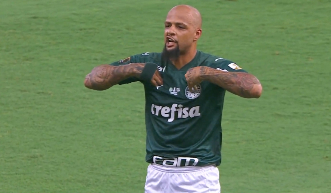 Felipe Melo, jogador do Palmeiras, comemora título da Libertadores (Foto: Reprodução/SBT)