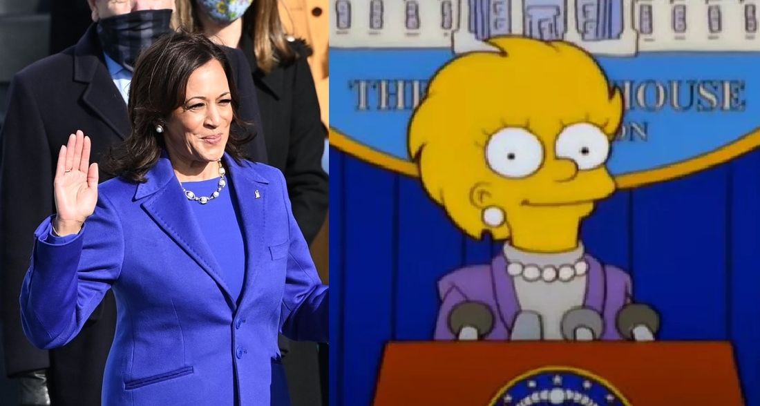 Semelhança entre figurino de Kamala Harris e Lisa da série 'Os Simpsons' chama a atenção