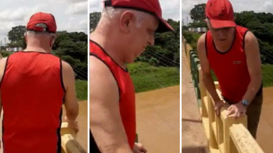 Um turista idoso desapareceu após tentar gravar um vídeo e cair de ponte em Marabá, no Pará. (Foto: reprodução)