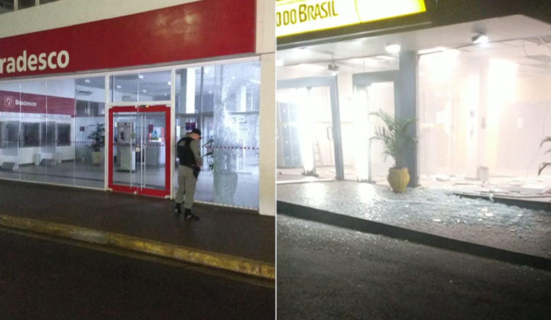 Duas agências foram atacadas em Santo Antônio. Quantias levadas ainda não foram divulgadas (Foto: leitor/Mais Goiás)