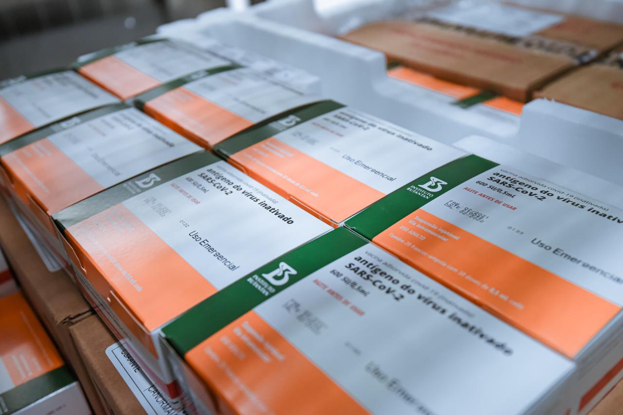 Embalagens de vacina coronavac (Foto: Governo de Goiás/Divulgação)
