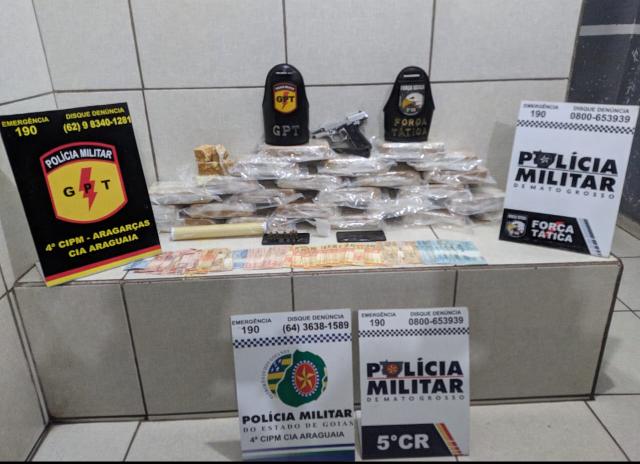 Polícia PM prende casal suspeito de tráfico de drogas na região do Rio Araguaia