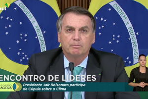 Presidente Jair Bolsonaro discursa durante a cúpula sobre o clima, promovida por Biden (Foto: Reprodução)