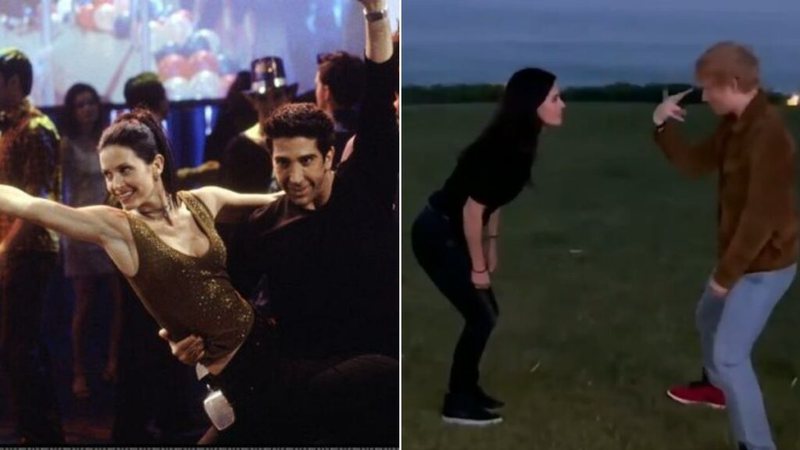 Courteney Cox e Ed Sheeran recriam famosa dança de Monica e Ross em 'Friends'