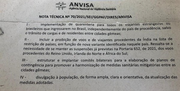 Governo ignora recomendação da Anvisa de suspendeu voos da Índia 