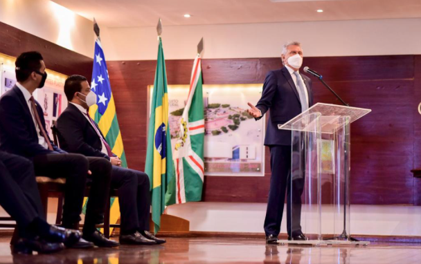 Governador Ronaldo Caiado (DEM) em evento no Palácio das Esmeraldas (Foto: Governo do Estado)