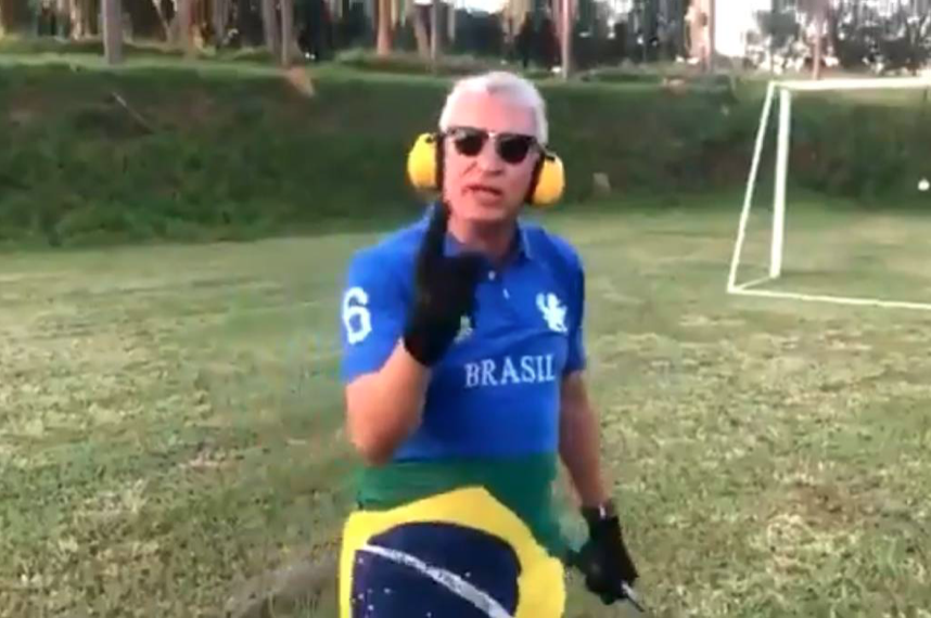 Trecho de vídeo em que José Sabatini ameaça ex-presidente Lula (PT) enquanto dá tiros - Reprodução