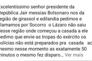 Pedido desesperado de morador nas redes sociais tenta sensibilizar Bolsonaro