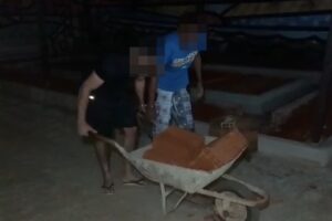 Presos suspeitos de furtar tijolos do prédio da GCM para construir quiosque, em Goiânia (Foto: Divulgação/GCM)