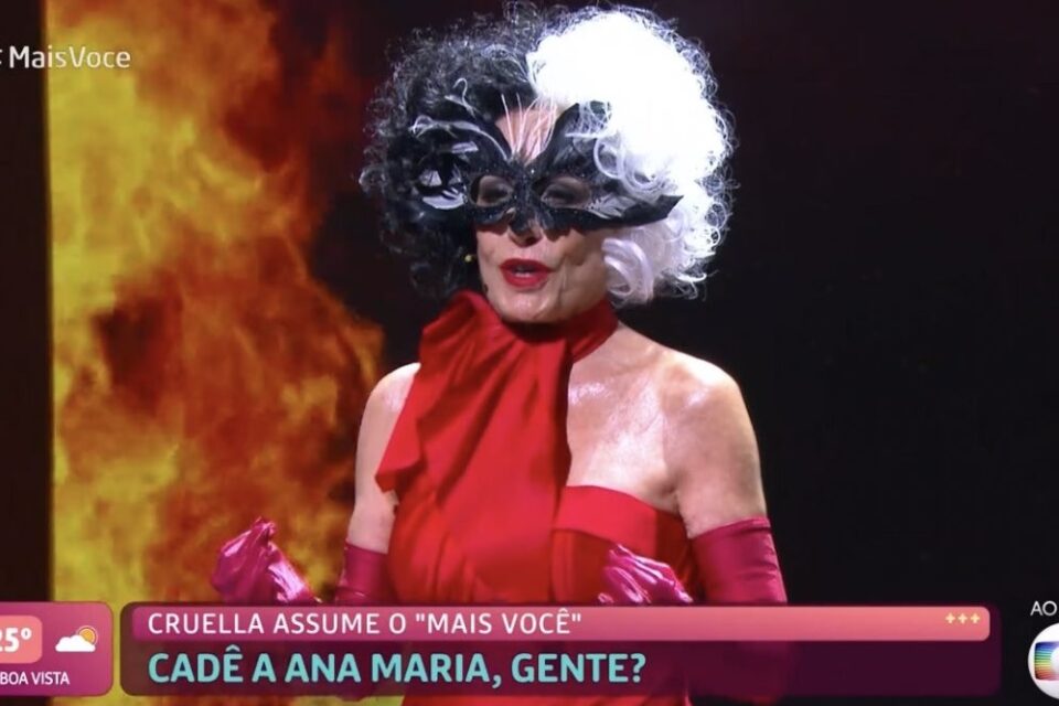 Ana Maria Braga aparece vestida de Cruella e viraliza; assista ao vídeo