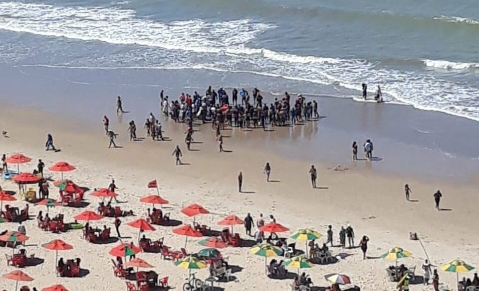 Um homem de 32 anos foi resgatado neste domingo (25) na praia de Piedade, em Pernambuco, após ter sido vítima de um ataque de tubarão. (Foto: reprodução)