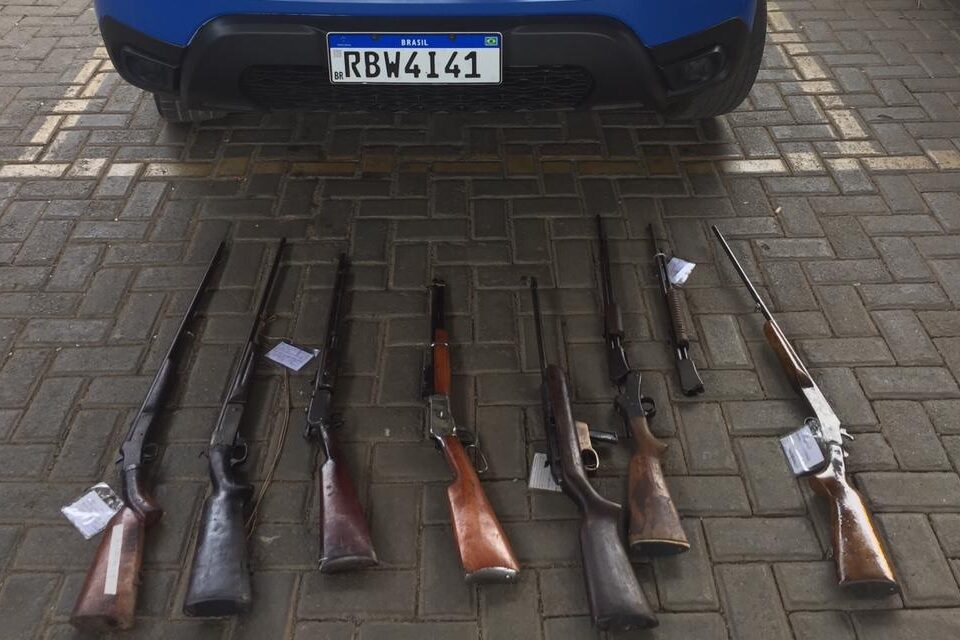 PM apreende 23 armas de fogo no setor Central, em Goiânia (Foto: Divulgação/PM)