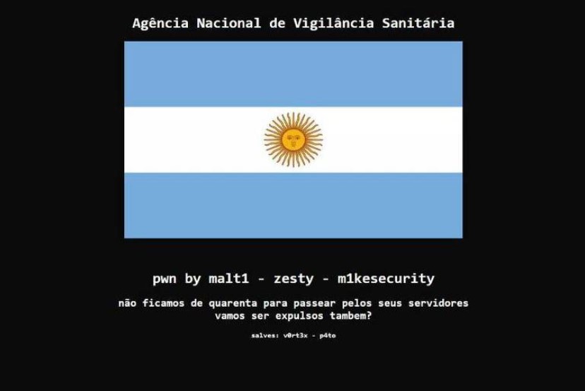 Anvisa tem página hackeada com bandeira da Argentina (Foto: Reprodução)