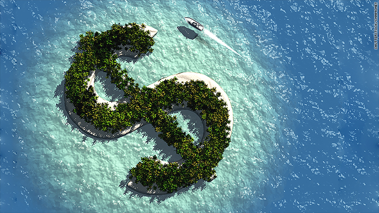 Imagem simboliza uma ilha com cifrão para ilustrar um paraíso fiscal
