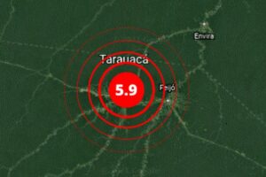 Um terremoto de magnitude 5,9 foi registrado no interior do Acre. O tremor de terras ocorreu na cidade de Tarauacá, no sábado (2) (Foto: Rede Sismográfica Brasileira)