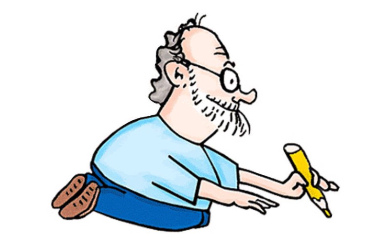 Desenho do cartunista Nani representando a ele mesmo que servia de logo em seu site pessoal - Reprodução