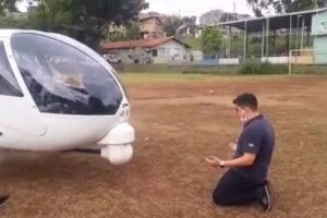 Piloto de helicóptero da Globo faz oração após pouso forçado: vídeo