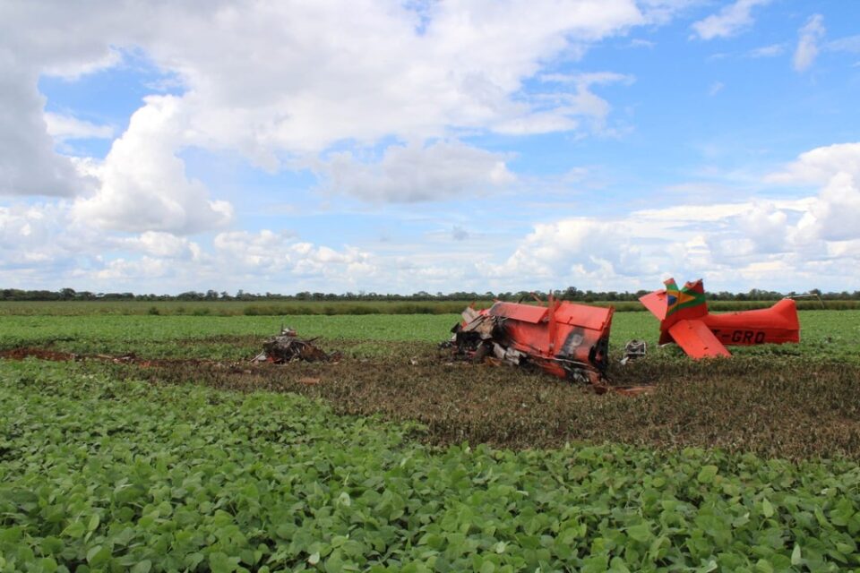 Avião caiu na fazenda fazenda Pé de Limão. (Foto: Divulgação/Polícia Civil)