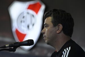 Marcelo Gallardo em entrevista coletiva no River Plate