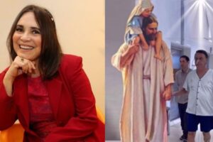 Ex-secretária de Cultura postou imagem com a legenda: “Deus acima de tudo”. Regina Duarte diz que montagem de Bolsonaro com Jesus é verdadeira