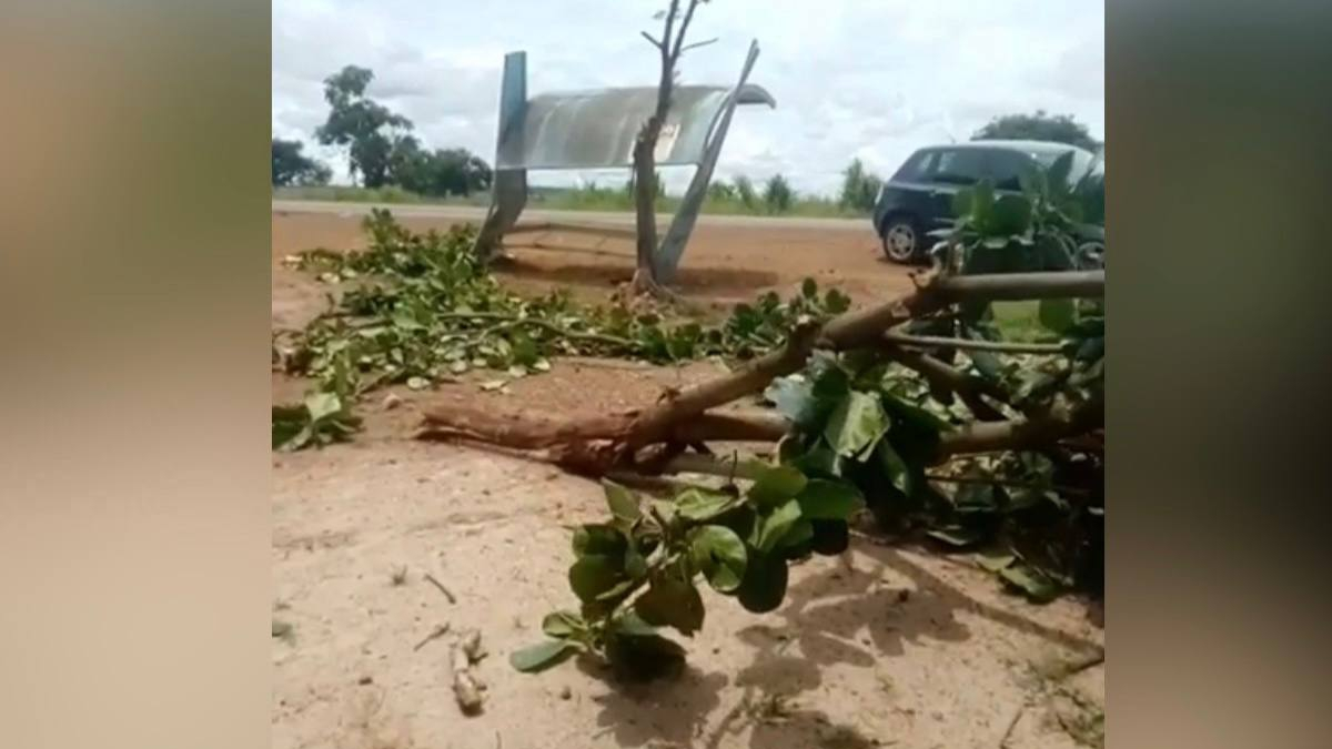 Carro atingiu um ponto de ônibus e ainda invadiu uma propriedade rural às margens da rodovia.(Foto: Reprodução - Internet)