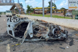 Duas pessoas morrem após carro capotar e pegar fogo na BR-060, em Indiara - sobreviventes