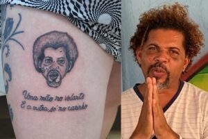 Homem tatua rosto de morador de rua espancado por personal trainer, em Planaltina (DF) (Foto: Facebook)