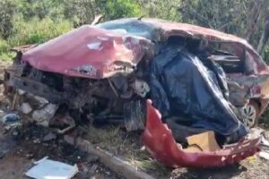 Uma pessoa morre e duas ficam em estado grave após acidente na BR-153, perto de Jaraguá (GO) (Foto: PRF)