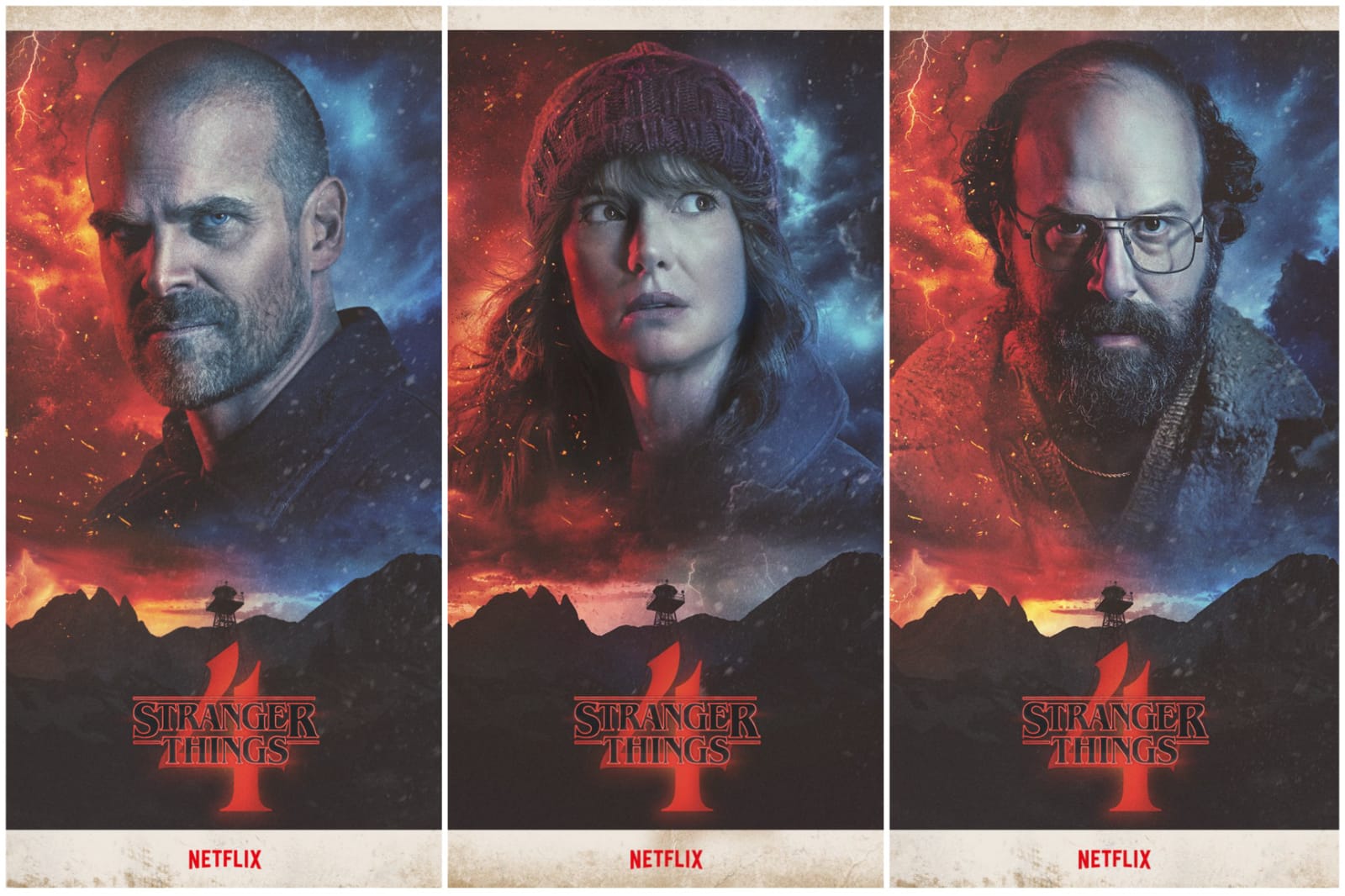 Stranger Things 4 - poster da temporada 4 - todos os atores de